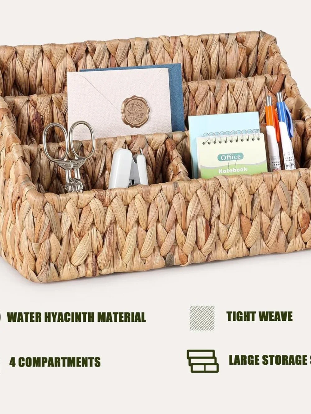 Natural Farmhouse Desk Organizers and Storage, Large Countertop Mail Holder, Tab - Picture 7 of 8